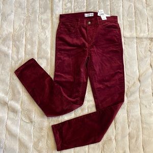 Loft NWT burgundy skinny velour pant size 2, 26” inseam